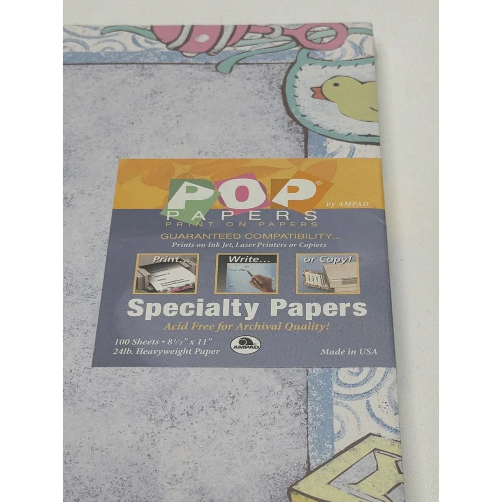 Ampad‎ Pop Papers Baby Stuff Specialty Printer Paper 100ct 8.5x11 24lb 35317 New